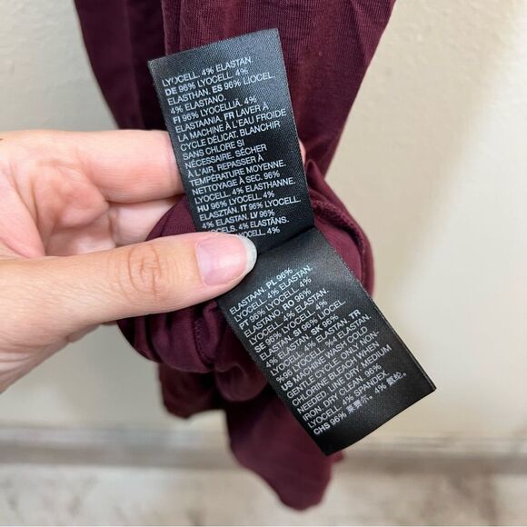 & Other Stories Cut Out Waist Long Sleeve Fitted Midi Dress Burgundy Maroon M - Picture 11 of 14